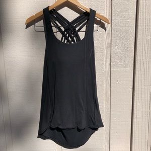 Lululemon Black with Gold Stripe Wild Tank